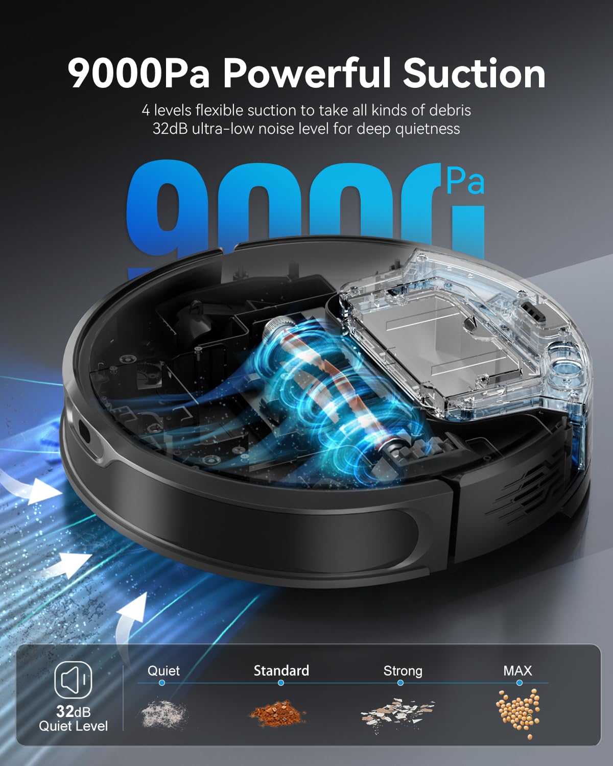 Kokaidia Robot Vacuum and Mop Combo, 9000Pa