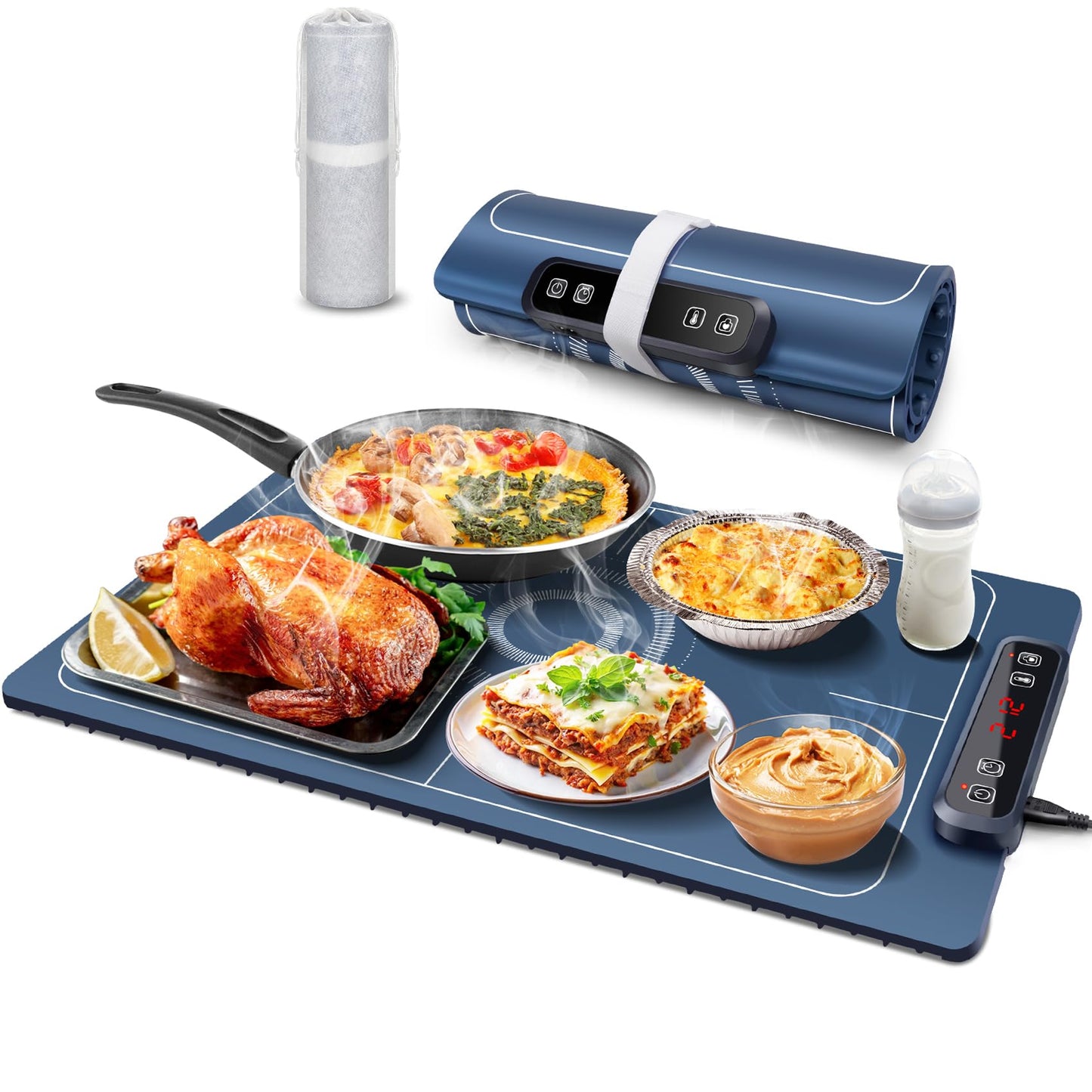 Electric Food Warming Mat with 5 Temperature Settings