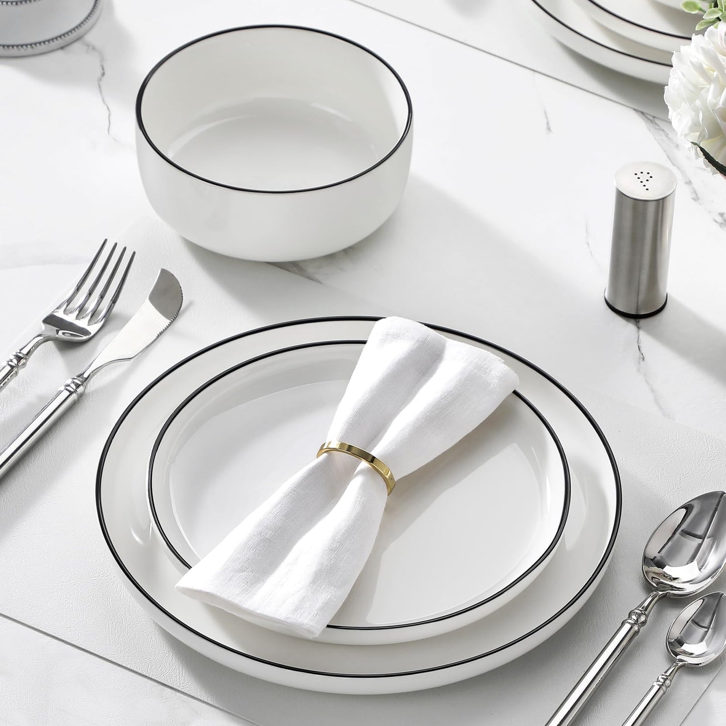 MALACASA 12-Piece Modern Porcelain Dinnerware Set