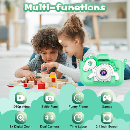 Kids Digital Camera with Cartoon Silicone Cover