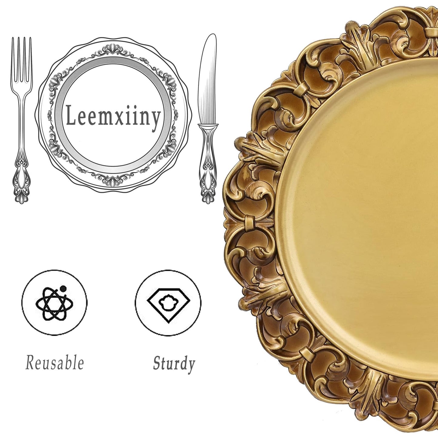 Set of 6 Decorative Charger Plates for Events