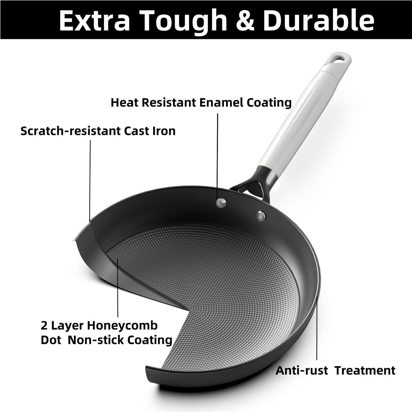 12 Inch Nonstick Frying Pan with Removable Handle