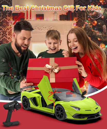 AEROQUEST Lamborghini Remote Control Car, Officially Licensed 1:14 Lambo RC Car 7.4V 500mAh with 15km/h Fast Model Car Toys for Adults Boys Girls Birthday Ideas Gift, Green