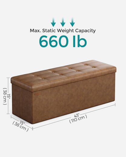 SONGMICS 43" Folding Storage Ottoman Bench