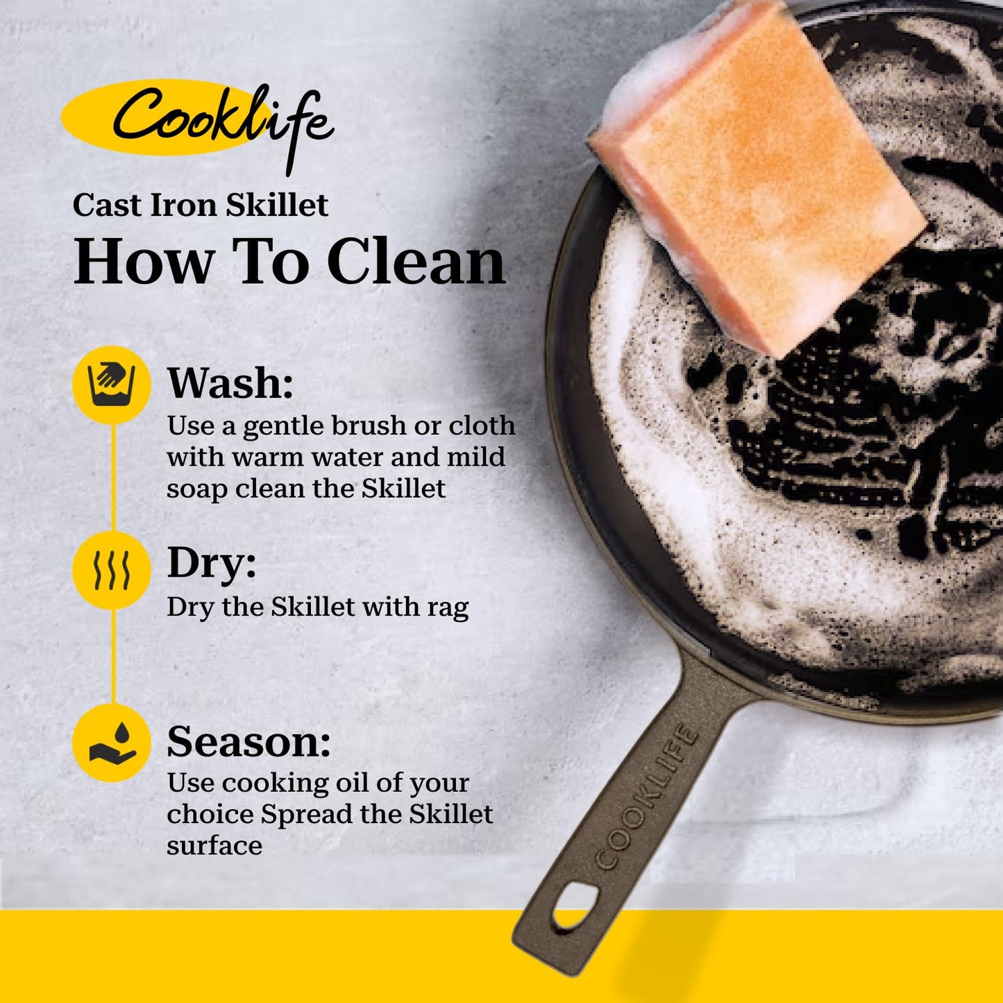 10.25 Inch COOKLIFE Cast Iron Skillet with Handle