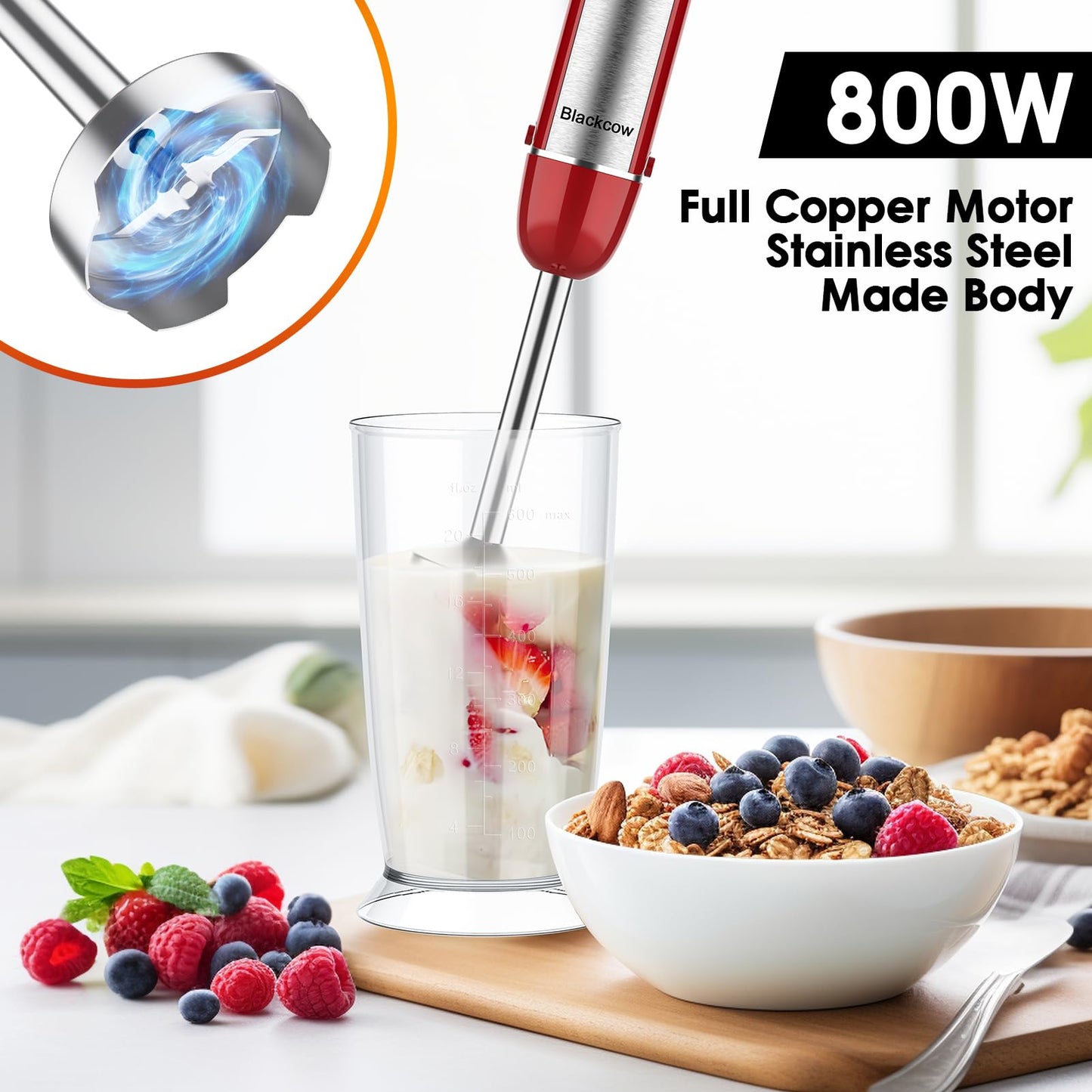 Blackcow 6-Speed Handheld Immersion Blender Set
