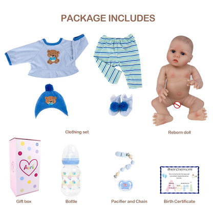 Aori Lifelike Reborn Baby Dolls Full Body Vinly Realistic Newborn Boy Dolls 18 inch Poseable Real Life Boy Doll for Kids