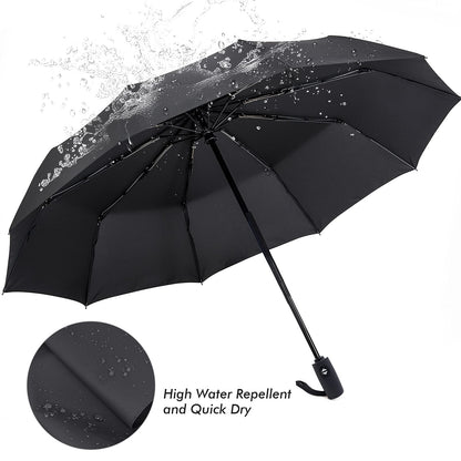 ZOMAKE Compact Windproof Travel Umbrella - Black