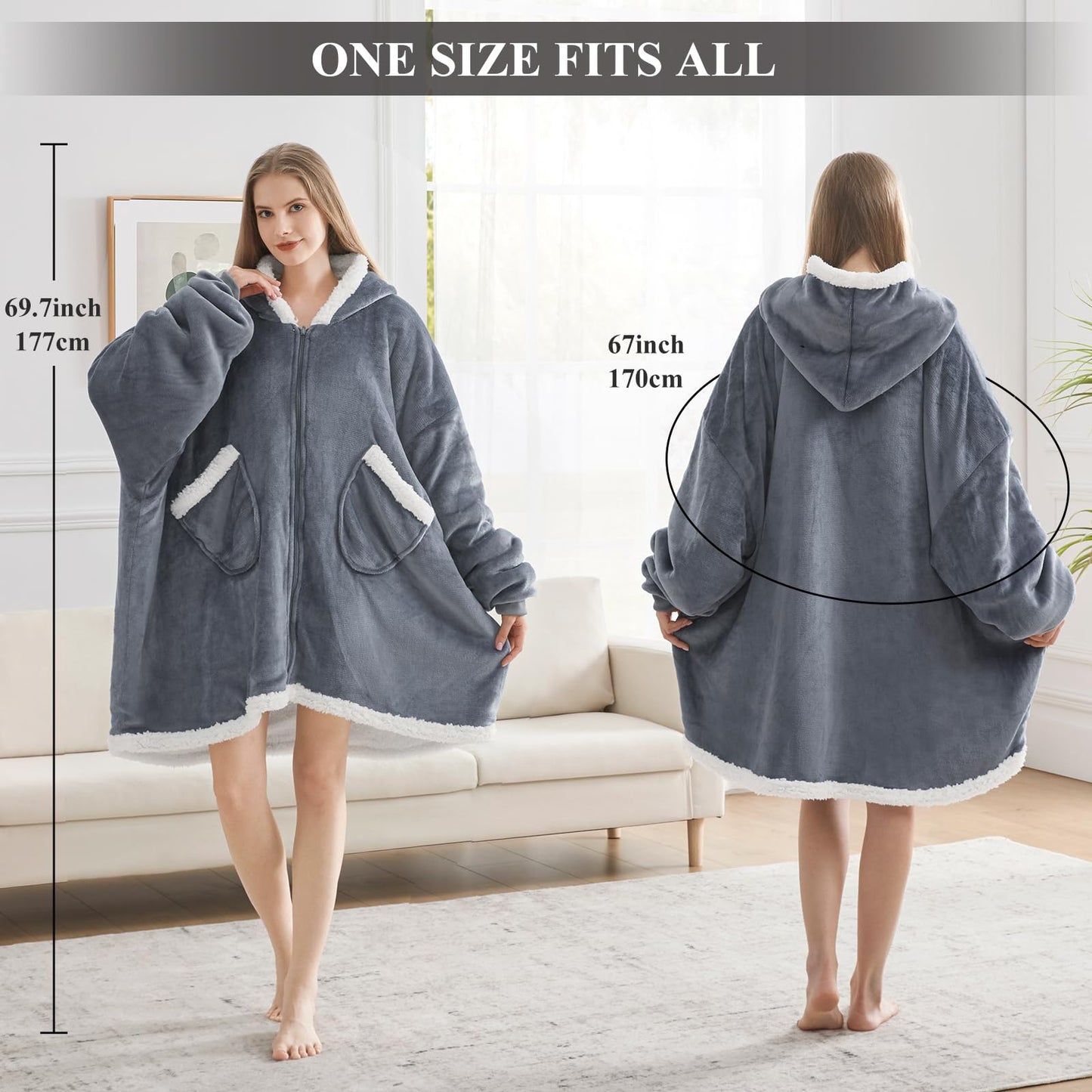 Topcee Oversized Sherpa Fleece Blanket Hoodie