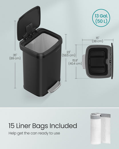 13 Gallon SONGMICS Stainless Steel Trash Can