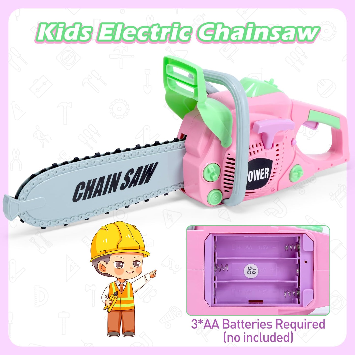 Toddler Tool Set with Chainsaw and Tape Measure