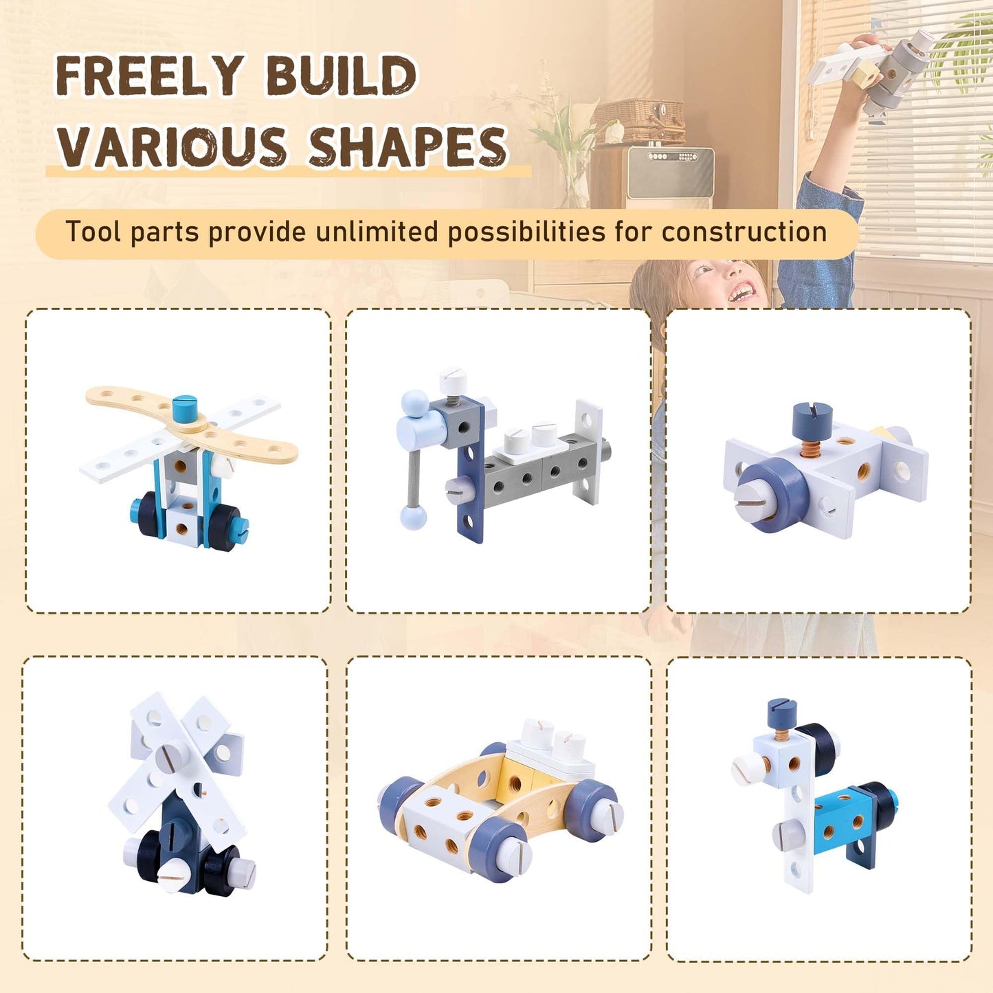 Kids Wooden Tool Workbench Playset with Storage