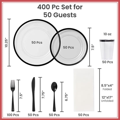 400 Pcs By Madee Heavyweight Elegant Disposable Dinnerware Set