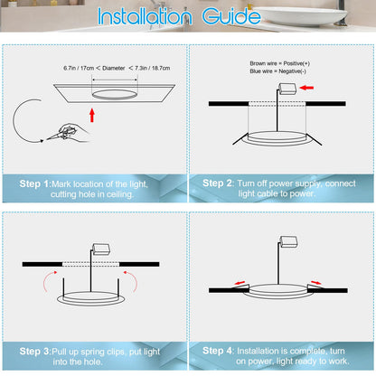Esbaybulbs 7 Inch LED Recessed Ceiling Light 6 Pack