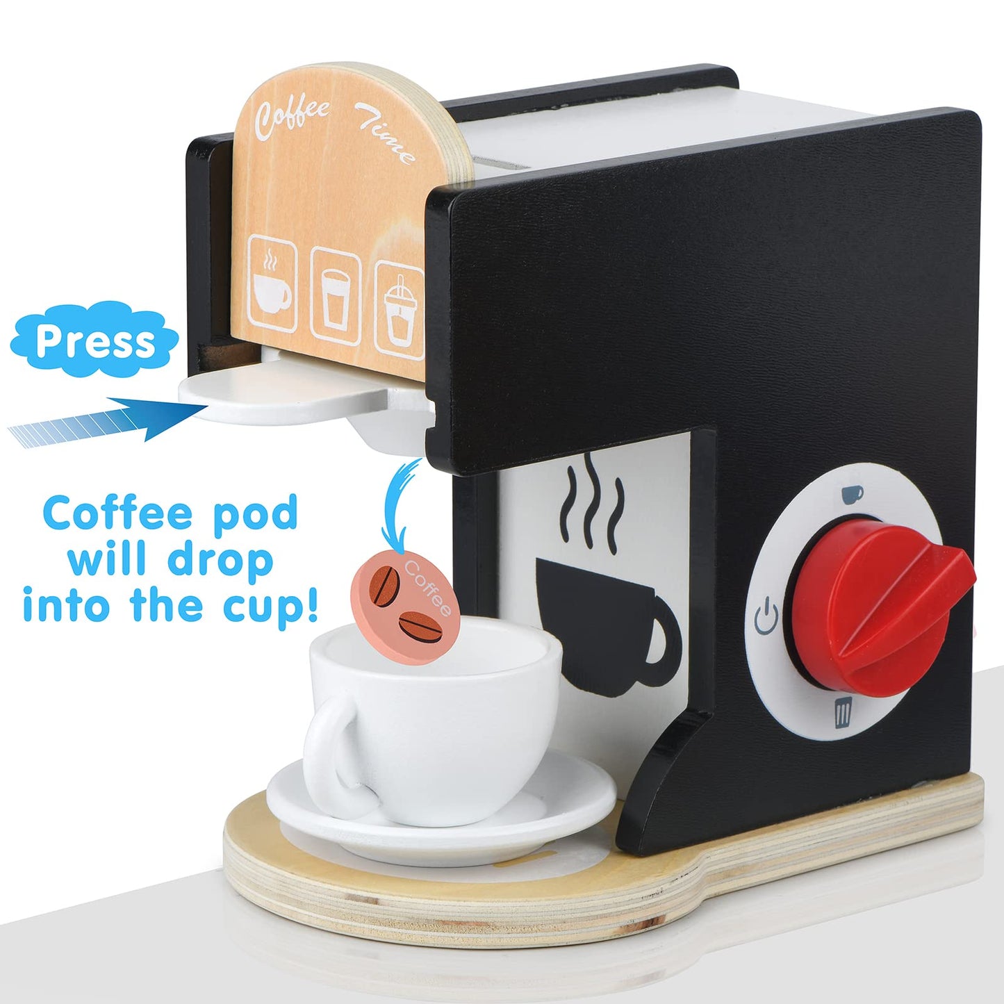 Kids Wooden Coffee Maker Toy Espresso Machine