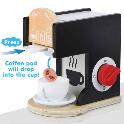 Kids Wooden Coffee Maker Toy Espresso Machine
