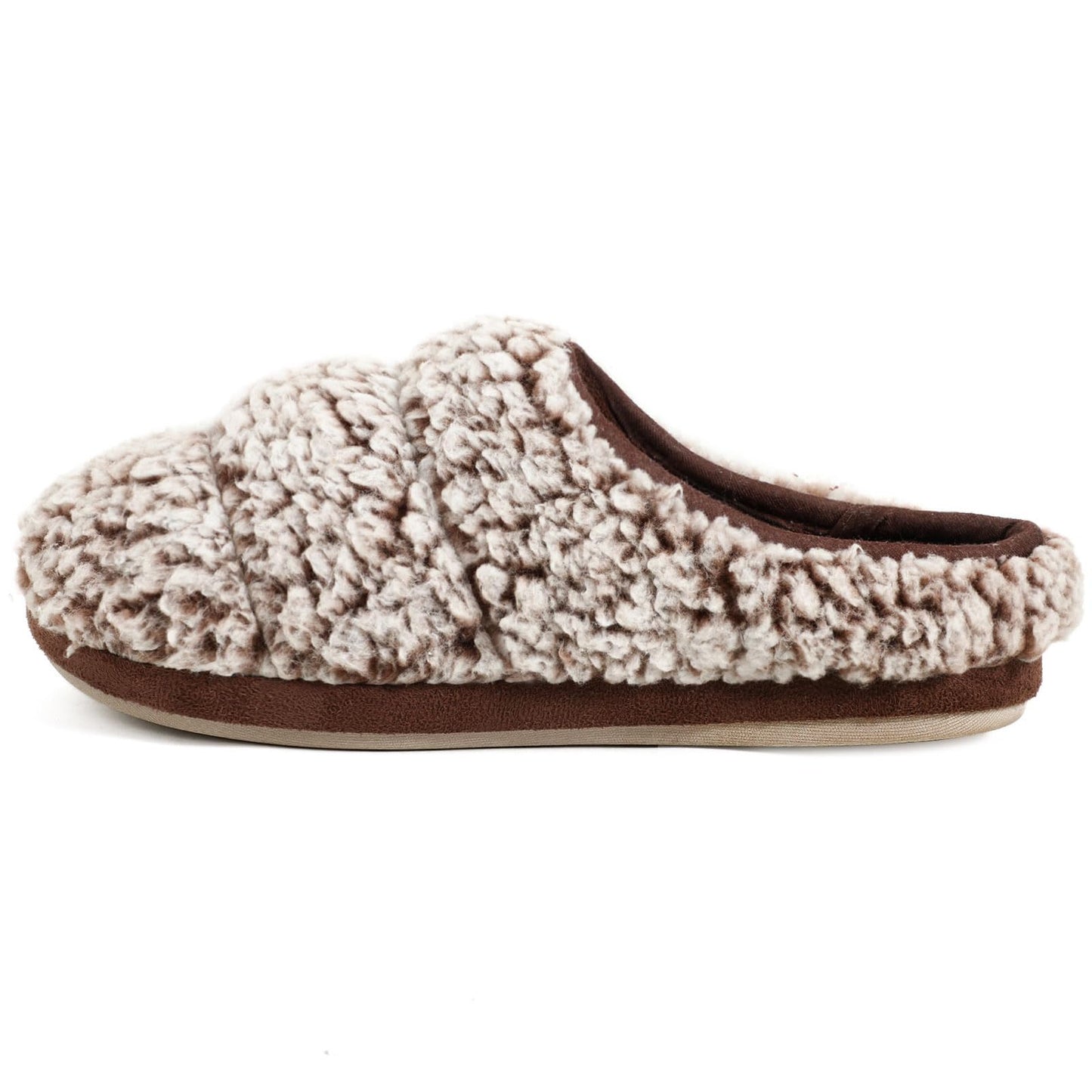 Wishcotton Women's Lightweight Fuzzy Sherpa House Slippers, Brown, Size 5-6