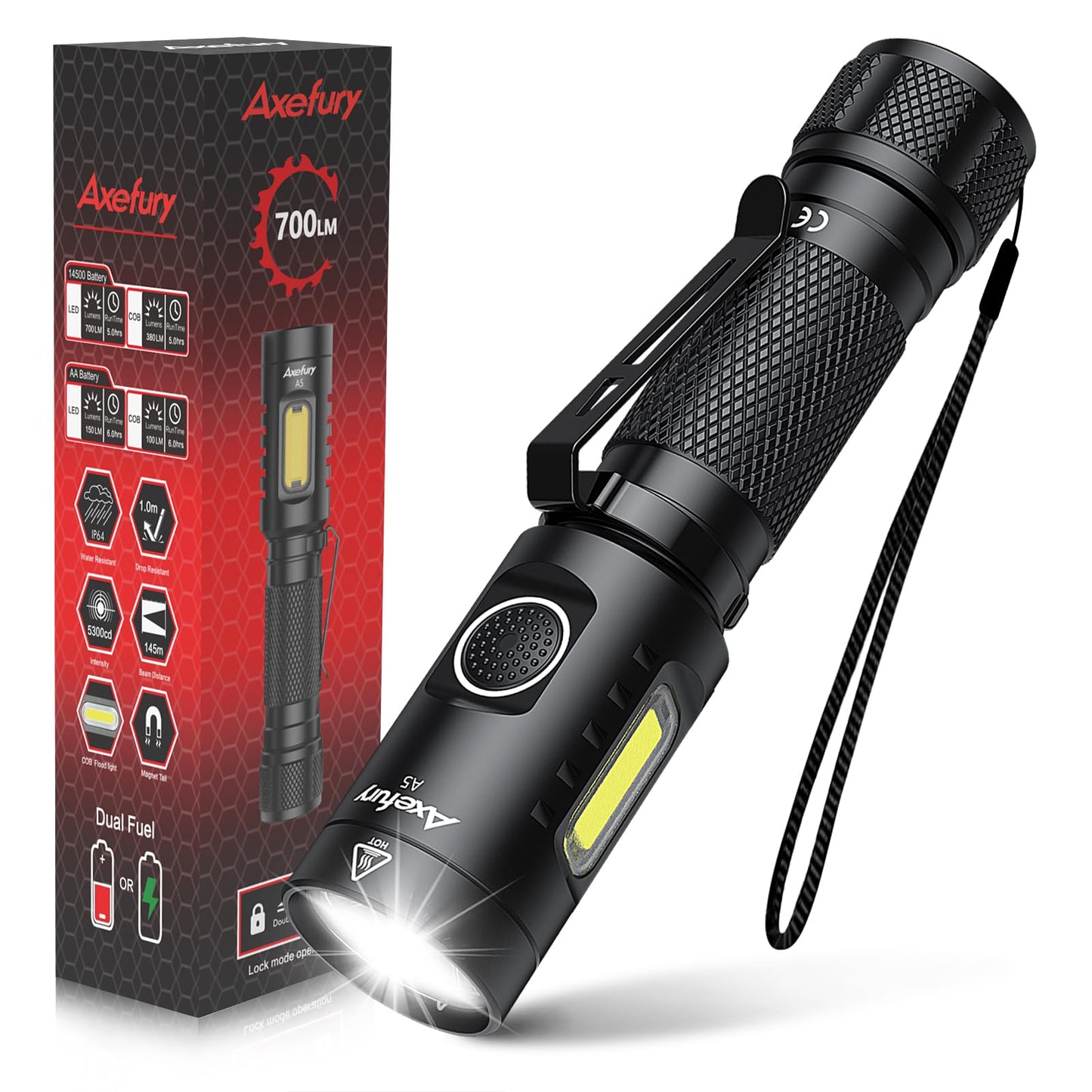 Magnetic LED Flashlight with COB Light