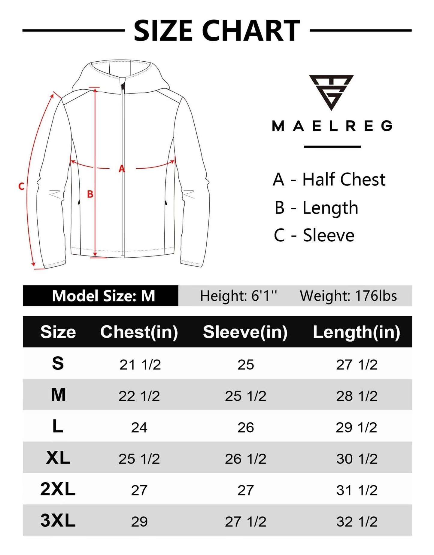 M MAELREG Hooded Jackets for Men Zip Up Lightweight Water Resistant Windproof Hiking Golf Mens Jacket with Pockets