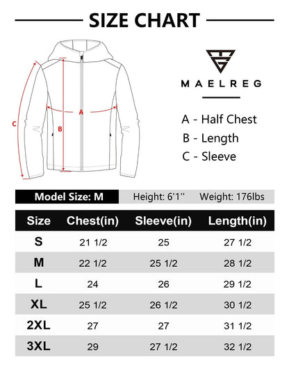 M MAELREG Hooded Jackets for Men Zip Up Lightweight Water Resistant Windproof Hiking Golf Mens Jacket with Pockets