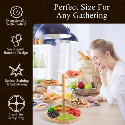 Bamboo Charcuterie Board 5-in-1 Serving Platter