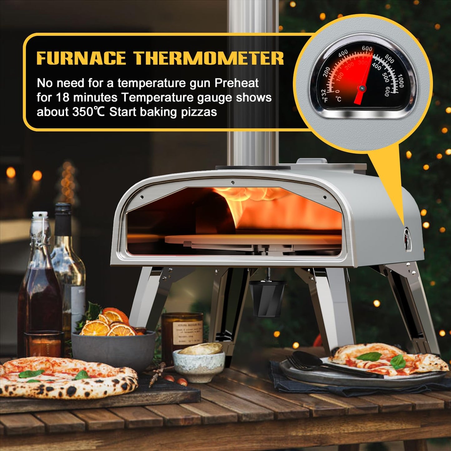 Portable 12" Wood Fired Pizza Oven for Outdoors