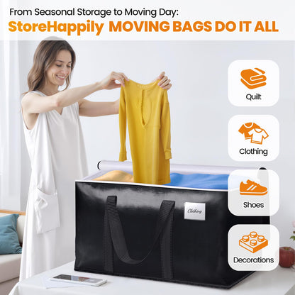 6 Pack Heavy-Duty Moving Bags with Straps