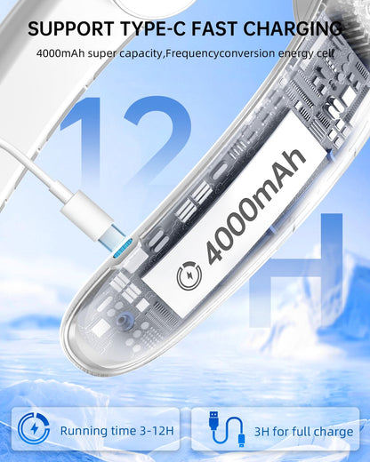 Portable Bladeless Neck Fan with Rechargeable Battery