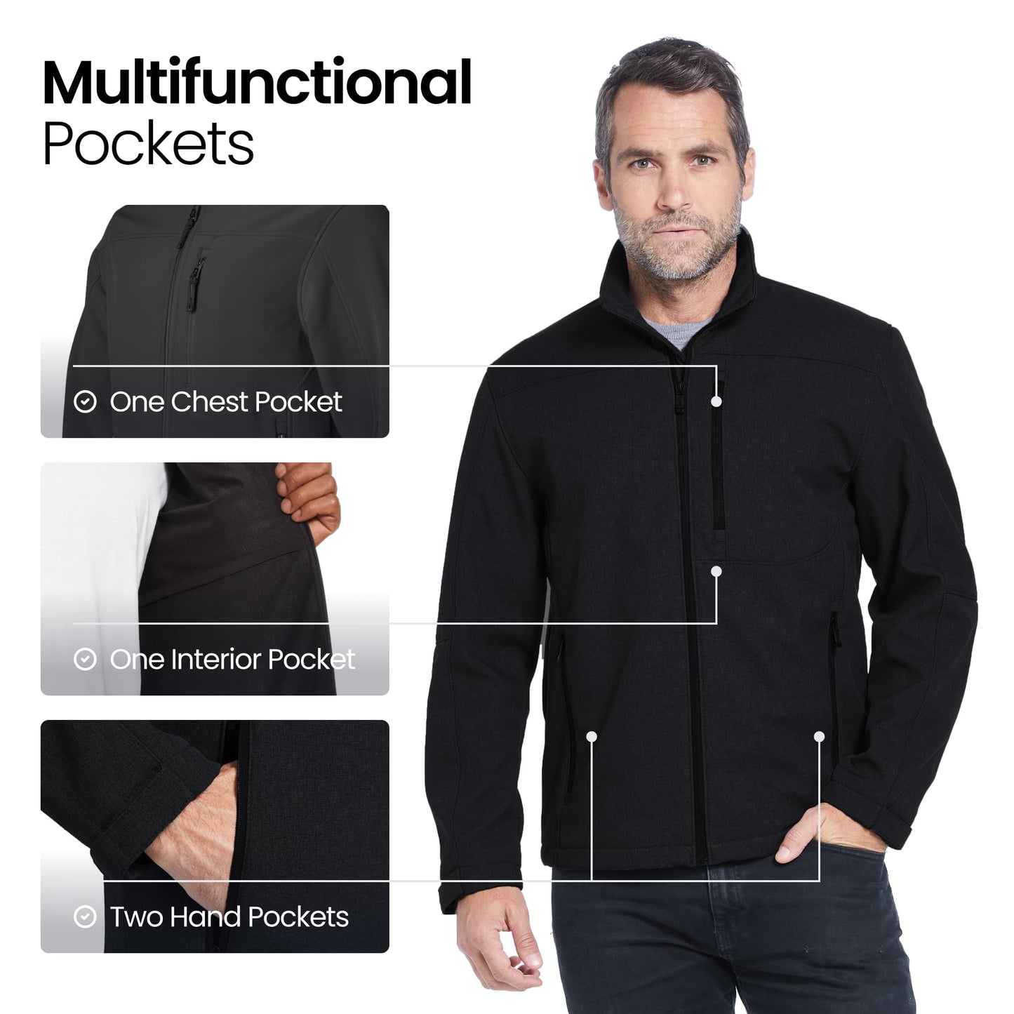Weatherproof Water Resistant Softshell Jacket for Men