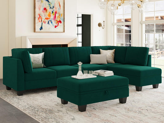 L-Shaped Sectional Sofa with Storage Ottoman