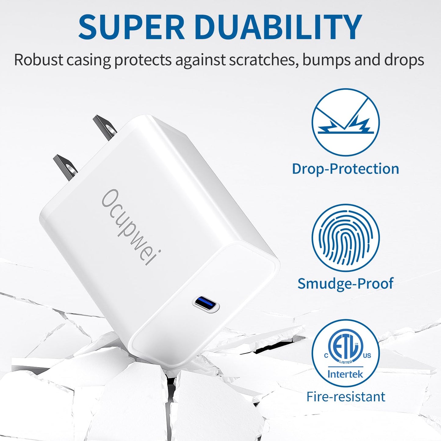 3-Pack Fast Charging Wall Charger with Cable