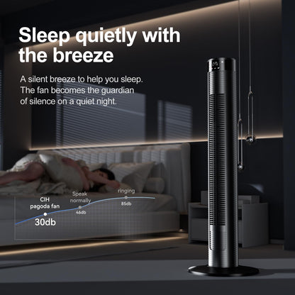 CIH Tower Fan 39 Inch, 24ft/s Velocity Quiet Oscillating Bladeless Fan with Remote, 3 Modes, LED Display, 10H Timer, Black Floor Standing Fan Powerful for Indoor Home Bedroom Office Room