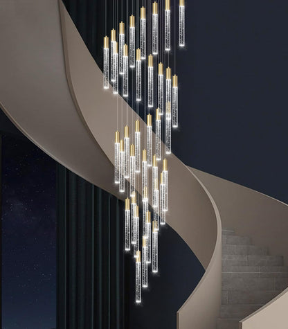 16.3 Foot Chandeliers for Living Room LED Lights Simple Modern Crystal Light Extra Large Chandelier Light Fixture Entryway Foyer High Ceiling Chandelier Lighting with LED Light Bulbs Sloping Ceiling
