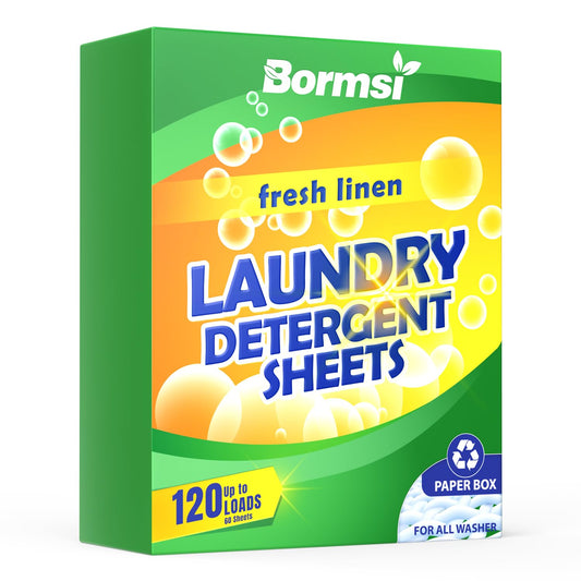 60 Sheets BORMSI Fresh Scent Laundry Detergent Sheets Up to 120 Loads
