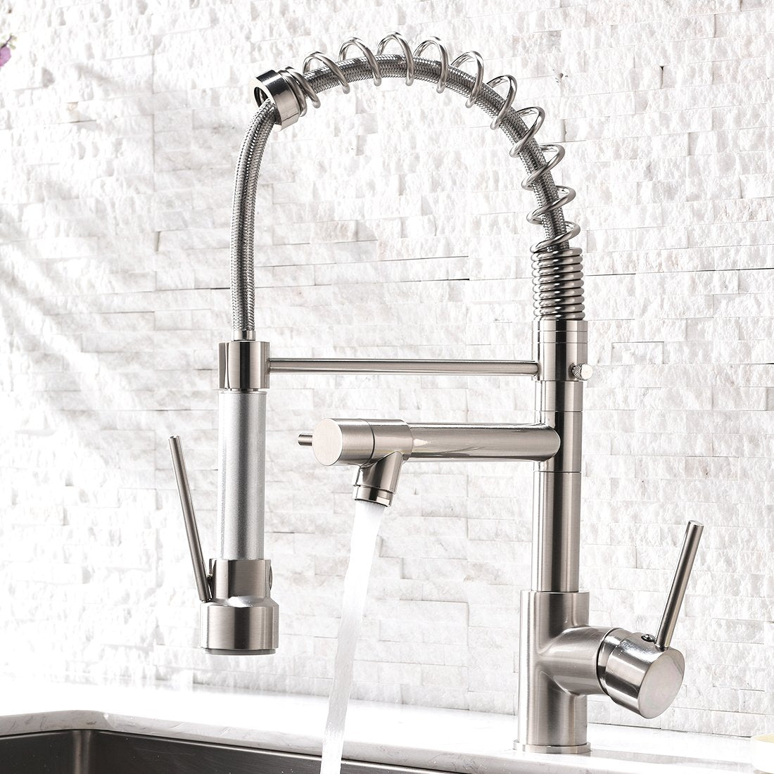 AIMADI Brushed Nickel Kitchen Faucet with Sprayer