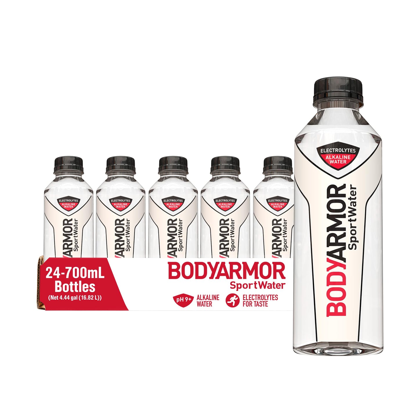 24 Bottles BODYARMOR Alkaline Water with Electrolytes, 700mL Pack