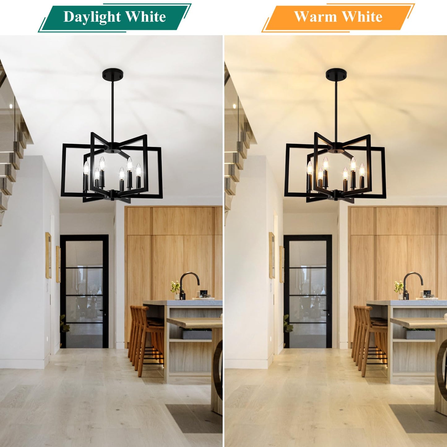 6-Light Geometric Chandelier for Dining Room