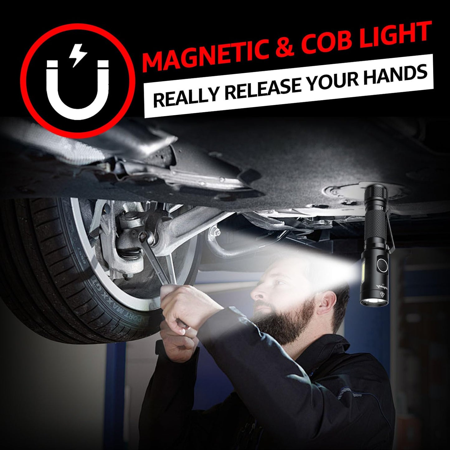 Magnetic LED Flashlight with COB Light