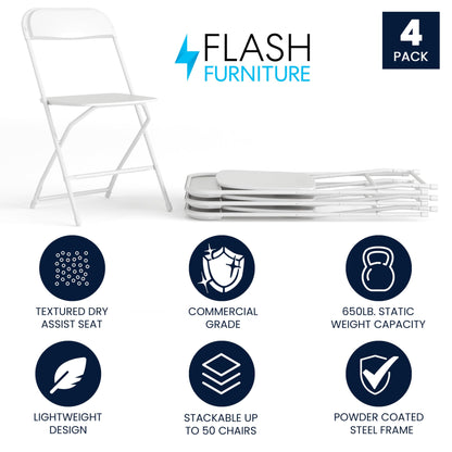 4 Pack Flash Furniture Folding Chairs - 650LB Capacity