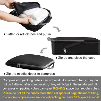 Packing Cubes Set for Travel Organizers