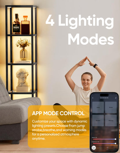 LED Display Shelf with Remote Control, Black