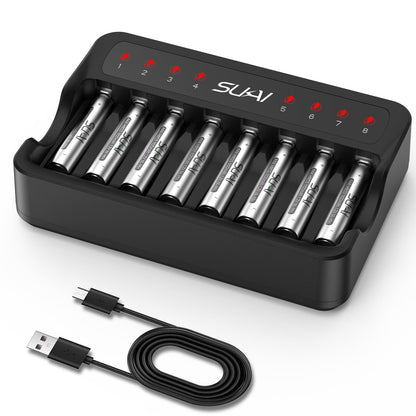 SUKAI Rechargeable AAA Batteries with Smart Charger