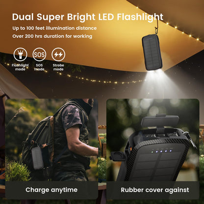 10000mAh Solar Power Bank with Dual USB Outputs