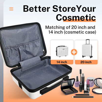 20" Carry-On Luggage Set with Cosmetic Case