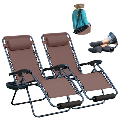 Zero Gravity Chairs Set with Accessories - Brown