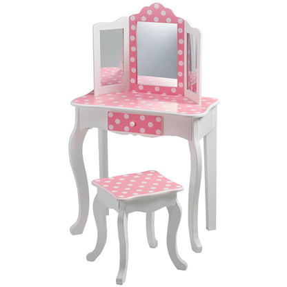 Teamson Kids Wooden Play Vanity Set with Stool