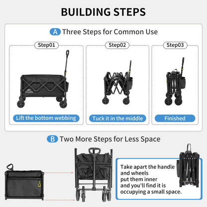 Naturehike Collapsible Folding Utility Cart with Cup Holders