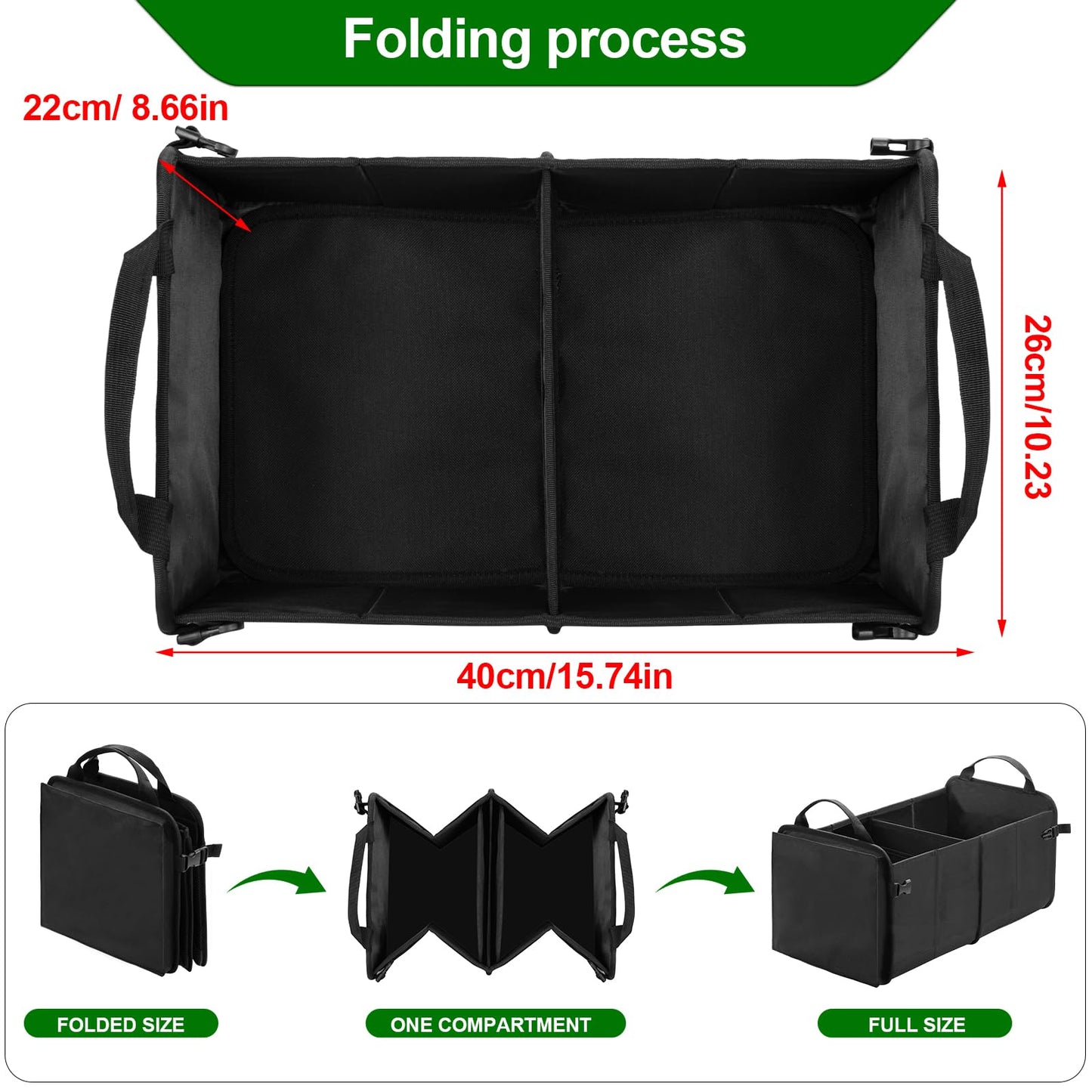 MORROLS Car Trunk Organizer,Car Storage Box Car Organizers and Storage Collapsible 2-Compartments Trunk Storage,Waterproof Car Storage Organizer Small