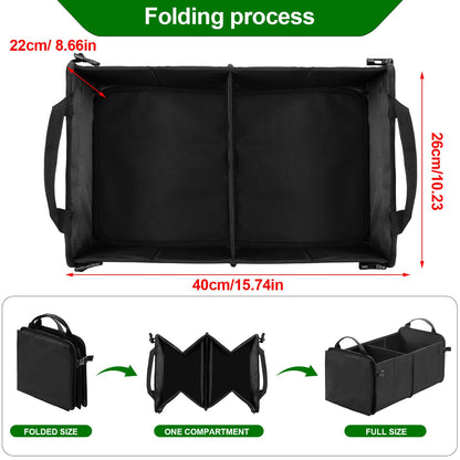MORROLS Car Trunk Organizer,Car Storage Box Car Organizers and Storage Collapsible 2-Compartments Trunk Storage,Waterproof Car Storage Organizer Small