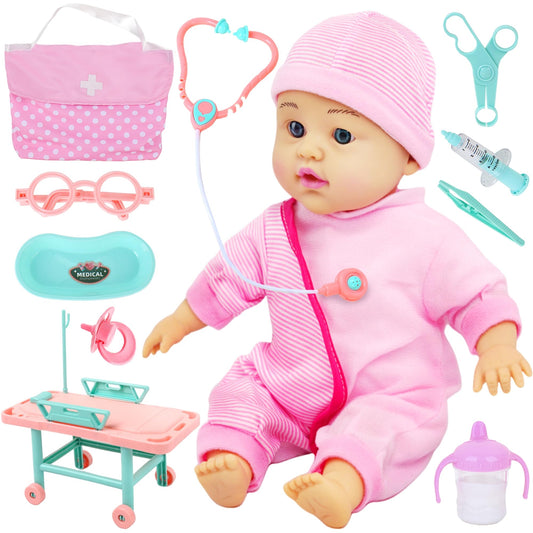 SMILESSKIDDO Talking Baby Doll with Toy Doctor Kit for Kids